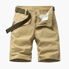 Herren-Cargo-Shorts aus Mischgewebe mit verstellbarem Gürtel und Taschen in Khaki