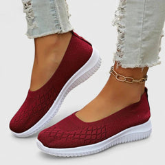 Lara | Damen Leichte Slip-On Strick Ballerinas in Rot