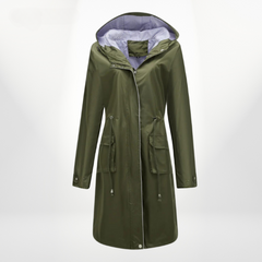 Damen Wasserdichter Trenchcoat | Mit Kapuze in Grün