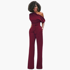 Sofie | Ein-Schulter-Overall für Damen in Weinrot