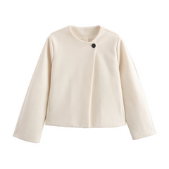 Amoura - Damen-Daunenjacke mit eckigem Kragen in Cremeweiß