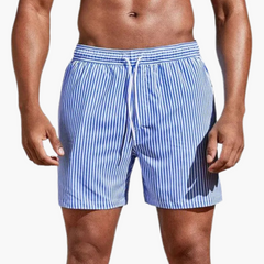 Badeshorts - Herren gestreift & schnelltrocknend Sommer in Dunkelblau