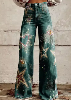 Anzhela - Weite Hose mit buntem Druck in Multicolor 6
