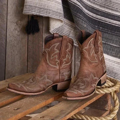 Bestickte Cowboystiefel für Damen | Sommer in Braun