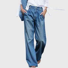 Teresa | Hochwertige Jeans mit weitem Bein in Blau