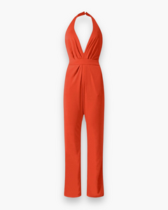 Damen Stilvoll Tief Schnitt Jumpsuit | Elegante in Orange