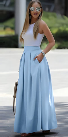 Brianna | Schlichter Faltenrock in Blau