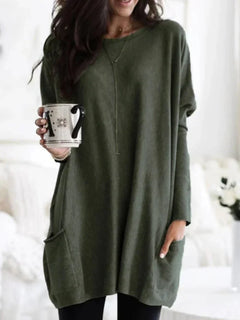 Meredith - Lässiger Langarm-Longpullover in Grün