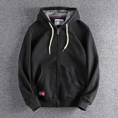 Max | Herren Zip-Hoodie Fleece Kapuzenpullover Casual in Schwarz