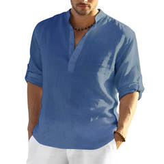 Andrew - Herren-Leinenhemd in Blau