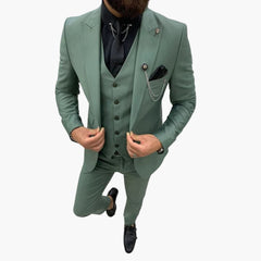 Slim Fit Anzug Set - Herrenanzug 3-teilig für Abendmode in Grün