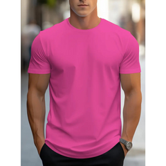 Brian - Klassisches Herren-T-Shirt mit kurzen Ärmeln in Rote Rose