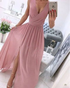 Julia® | Ärmelloses Strandkleid für Damen mit tiefem V-Ausschnitt in Rosa