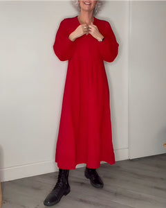 Pia - Wirbelmuster - Maxikleid in Rot
