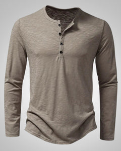 Gary | Herren Legeres Henley Longsleeve Shirt in Grau