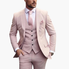 Dreiteiliger Herrenanzug mit maßgeschneidertem Blazer mit langen Ärmeln in Rosa