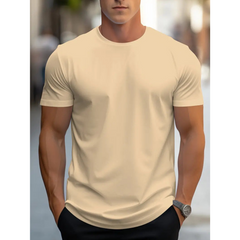 Brian - Klassisches Herren-T-Shirt mit kurzen Ärmeln in Aprikose