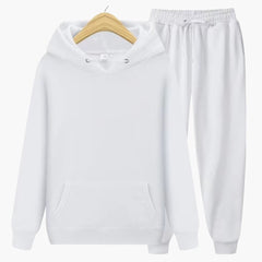 Herren Jogginganzug mit Kapuzenpullover und Bündchenhose in Weiß