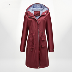 Damen Trenchcoat mit Kapuze | Wasserdicht in Rot