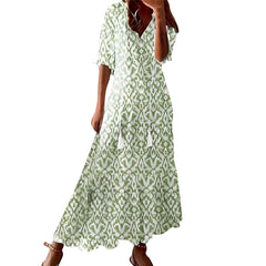 Daley - Bohemian-Kleid für Damen in Überlänge in Grün