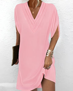 Xavia - Elegantes Kleid mit gerafftem V-Ausschnitt in Rosa