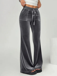 Jeanne | Elegante graue Samt-Flare-Hose in Grau