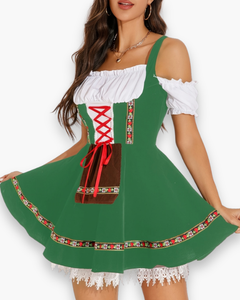 Damen Dirndl Kleid für Festliche Anlässe | Traditionelles Trachten Outfit fürs Oktoberfest in Grün