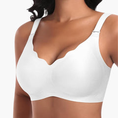 Nahtloser Damen BH ohne Bügel mit verstellbaren Trägern in Weiß-vordere Welle