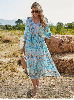 Donata - Lässiges Boho‑Kleid in Blau
