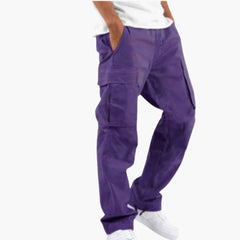 Weite Cargo-Hose für Männer - Bequeme Passform mit Taschen in Lila