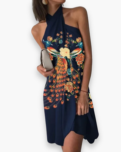 Damen Elegantes Minimalistisches Kleid | Midi in Marineblau