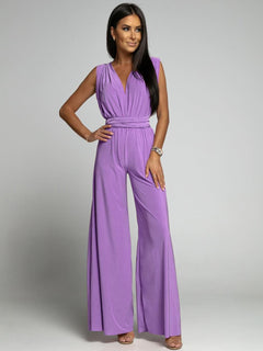 FlairFashion - Ärmelloser V‑Ausschnitt‑Jumpsuit in Lila