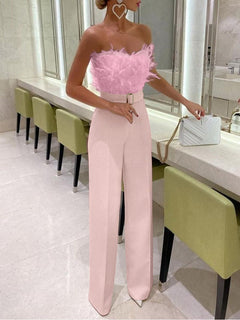 Frola - Eleganter Jumpsuit mit Schlauchtop in Rosa