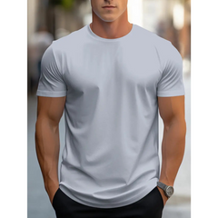 Brian - Klassisches Herren-T-Shirt mit kurzen Ärmeln in Grau