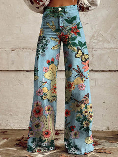 Cathleen - Weite Damenhose mit weitem Bein in Blauer Wald