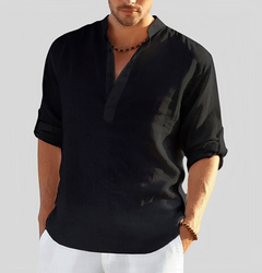 Andrew - Herren-Leinenhemd in Schwarz