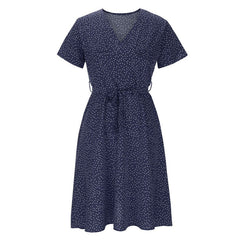 Milena - Kleid - V-Ausschnitt in Marineblau