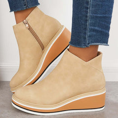 Alma | Reißverschluss Stiefelette mit modernem Plateau in Khaki