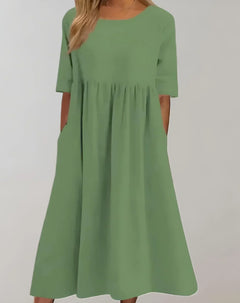 Brisa – Locker sitzendes Baumwollkleid in Hellgrün