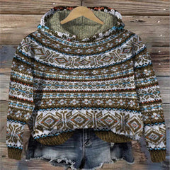 Amelia | Stylischer Hoodie mit Norwegermotiv in Braun