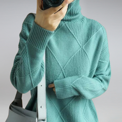 Miriam | Damen Strick Rollkragenpullover in Blau