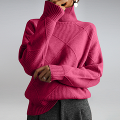 Miriam | Damen Strick Rollkragenpullover in Rosa