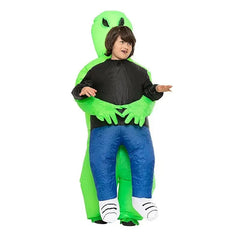 Unisex Aufblasbares Alien Kostüm | Halloween Verkleidung mit Trage-Effekt in Grün