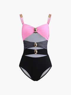Vida® | Stylischer Badeanzug mit Metallic-Akzenten in Schwarz