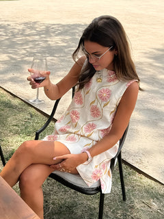 Lara | Sommer Kleid Damen Romantischer Print in Weiß