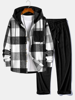 Balthazar – Set Aus Kapuzenpullover Und Hose Aus Cord Patchwork in Schwarz