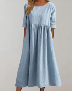 Brisa – Locker sitzendes Baumwollkleid in Hellblau