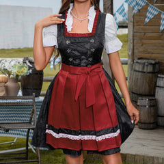 Kathrin | Festliches Bayerisches Traditionelle Dirndl Kleid in Schwarz / Rot