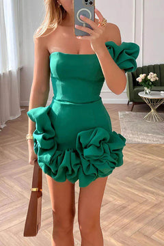 Bella | Festliches Kleid mit Blumenmuster in Grün