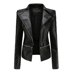 Schlanke Passform Bikerjacke für Damen | Lässig in Schwarz